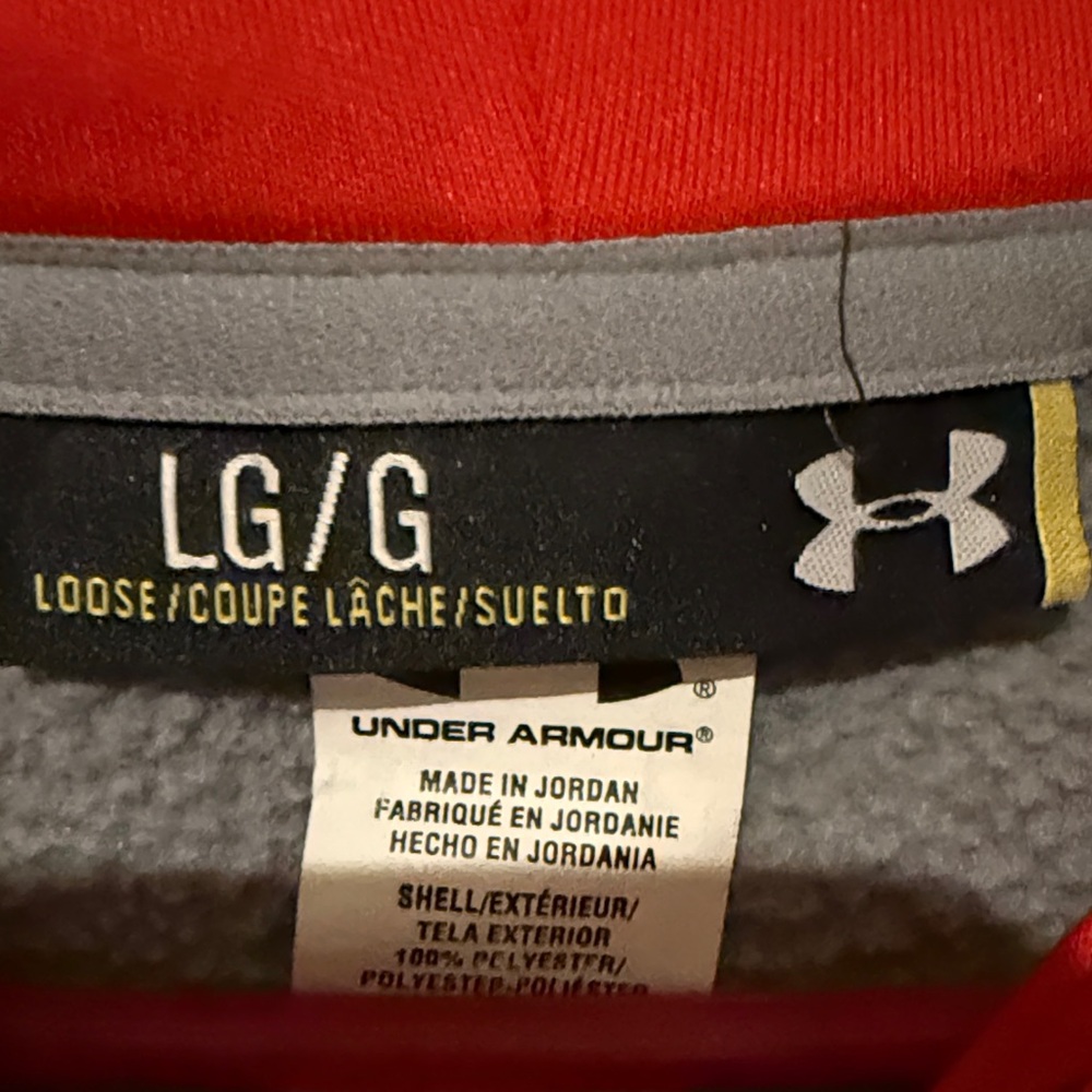 Under Armour Men's Charcoal and Red Hoodie - Picture 3 of 7
